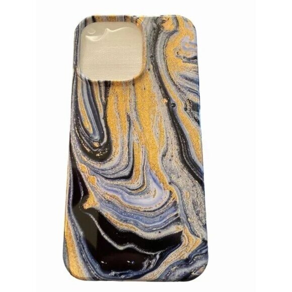 case for iPhone 14 pro max 6.7" gold & blue marble liquid art glitter - Picture 6 of 6